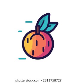 A cartoon drawing of fruits icon. pear, mango, pinapple, apple, orange, strawberry, banana, pears. illustration of fruits icon white background. Isolated.