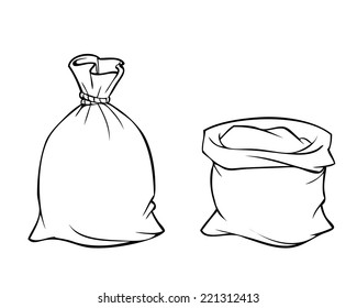 Cartoon drawing of full burlap sack