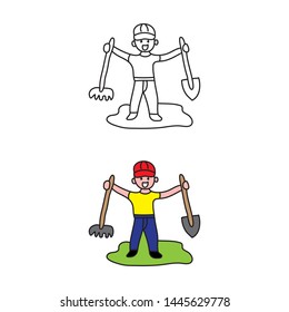 cartoon drawing of a gardener