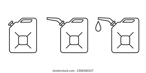 Cartoon drawing gasoline, jerrycan with handle. Plastic or metal bottle jerry can. Canisters symbol. Fuel tank for transporting and storing petrol. Can jerrycan, canister, Motor oil concept.