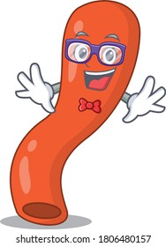 A cartoon drawing of geek appendix wearing weird glasses