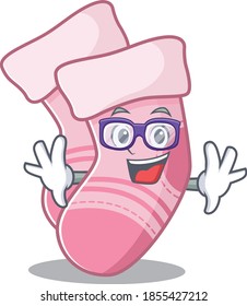 A cartoon drawing of geek baby socks wearing weird glasses