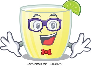 A cartoon drawing of geek daiquiri cocktail wearing weird glasses