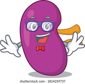 A cartoon drawing of geek kidney wearing weird glasses