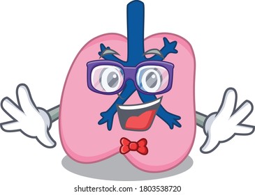 A cartoon drawing of geek lung wearing weird glasses