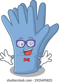 A cartoon drawing of geek medical gloves wearing weird glasses