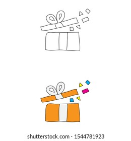 cartoon drawing of a gift box
