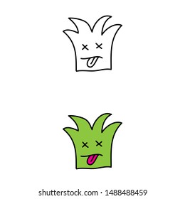 cartoon drawing of a grass mascot