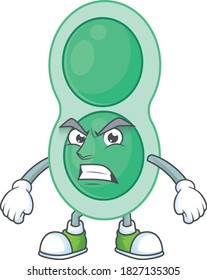 cartoon drawing of green streptococcus pneumoniae showing angry face. Vector illustration