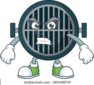 cartoon drawing of grill showing angry face. Vector illustration