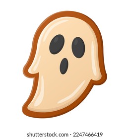 Cartoon drawing of Halloween ghost cookies on white background. Spooky Halloween candies vector illustration. Halloween, sweet food concept