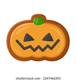 Cartoon drawing of Halloween pumpkin head cookies on white background. Spooky Halloween candies vector illustration. Halloween, sweet food concept