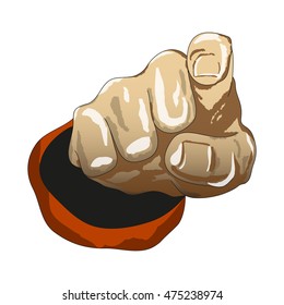 Cartoon drawing hand, finder pointing straight up. Vector illustration.