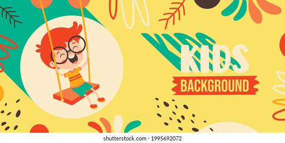 Cartoon Drawing Of Happy Character Swinging