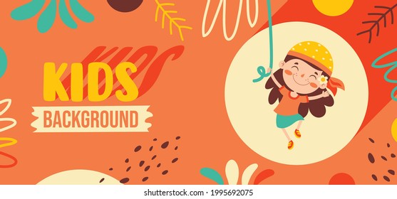 Cartoon Drawing Of Happy Character Swinging