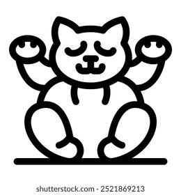 Cartoon drawing of a happy fat cat meditating in a lotus yoga pose