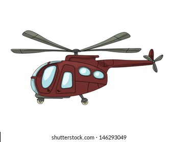 Cartoon drawing helicopter against white background