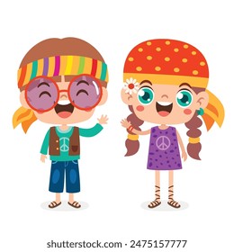 Cartoon Drawing Of Hippie Kids