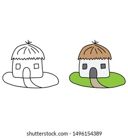 cartoon drawing of a hut