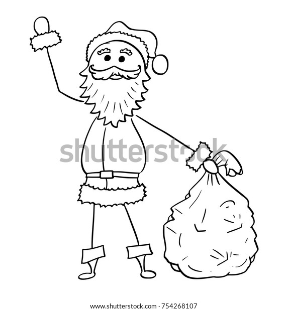 Cartoon Drawing Illustration Christmas Santa Claus Stock