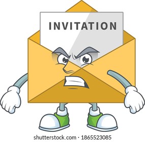 dibujo animado de un mensaje de invitación que muestra cara de furia. Ilustración del vector
