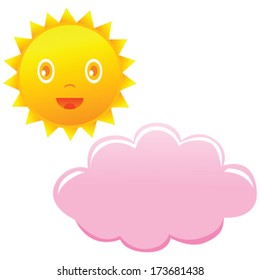 dibujo de dibujos animados de sol aislado y una nube