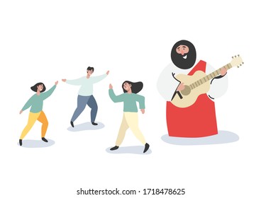 Cartoon drawing, Jesus playing music Is a vector image or illustration that can be used for various designs and media.