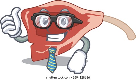 cartoon drawing of lamb chop Businessman wearing glasses and tie. Vector illustration