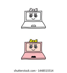 cartoon drawing of a laptop