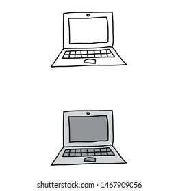 cartoon drawing of a laptop