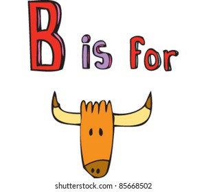 Cartoon drawing of  Letter B is for Bucket