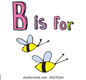 Cartoon drawing of  Letter B is for Bucket