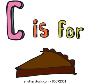 Cartoon Drawing of Letter 'C is for cake'