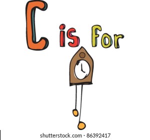 Cartoon Drawing of Letter 'C is for clock'
