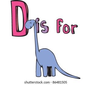 Cartoon Drawing of Letter 'D is for dinosaur'
