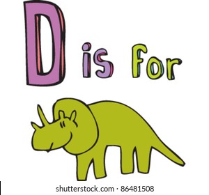 Cartoon Drawing of Letter 'D is for dinosaur'