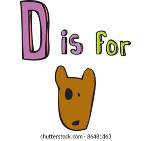 Cartoon Drawing of Letter 'D is for dog'