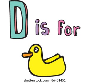 Cartoon Drawing of Letter 'D is for duck'