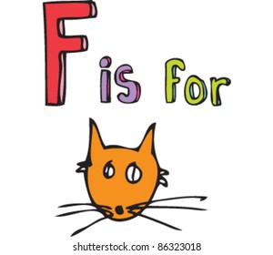 Cartoon Drawing of Letter 'F is for' fox