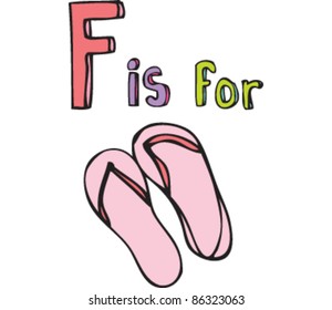Cartoon Drawing of Letter 'F is for' flip flops