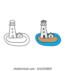 cartoon drawing of a lighthouse