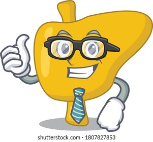 cartoon drawing of liver Businessman wearing glasses and tie