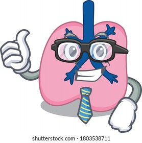 cartoon drawing of lung Businessman wearing glasses and tie