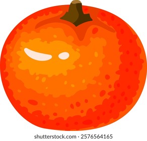 Cartoon drawing of a mandarin with a winking expression, suggesting freshness and sweetness, ideal for healthy eating and fruit related projects