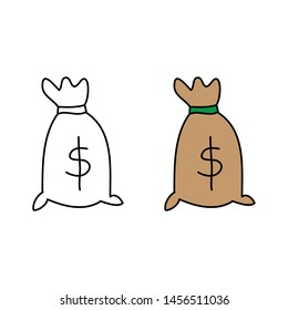 cartoon drawing of a money sack