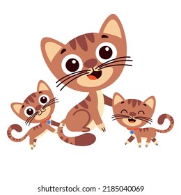 Cartoon Drawing Of Mother And Baby Cats