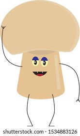 cartoon drawing of mushroom with face