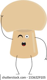 cartoon drawing of mushroom with face