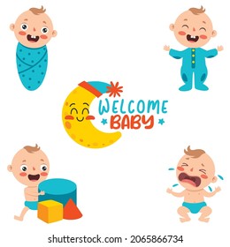Cartoon Drawing Of A  Newborn Baby Character