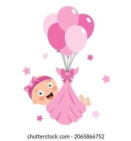 Cartoon Drawing Of A  Newborn Baby Character